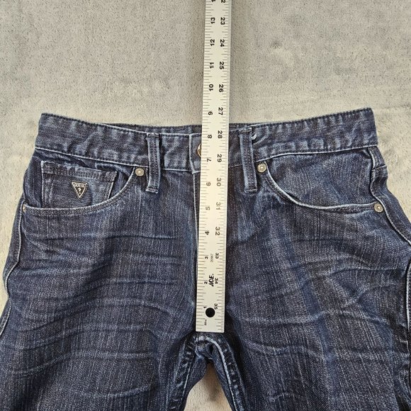 Guess Jeans Men's 28x28.5 Blue Whiskered Slim Straight Denim Casual Tag 28x30 - Picture 8 of 14